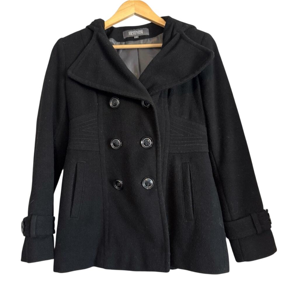 Y2K Black Wool Peacoat Jacket Academia Heritage Preppy Tailored Kenneth Cole 2